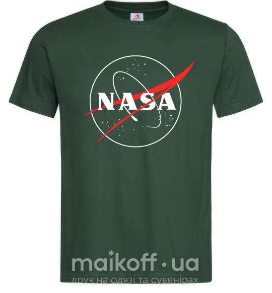 Чоловіча футболка Nasa logo контур Темно-зелений фото