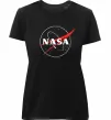 Женская премиум футболка Nasa logo контур Черный фото