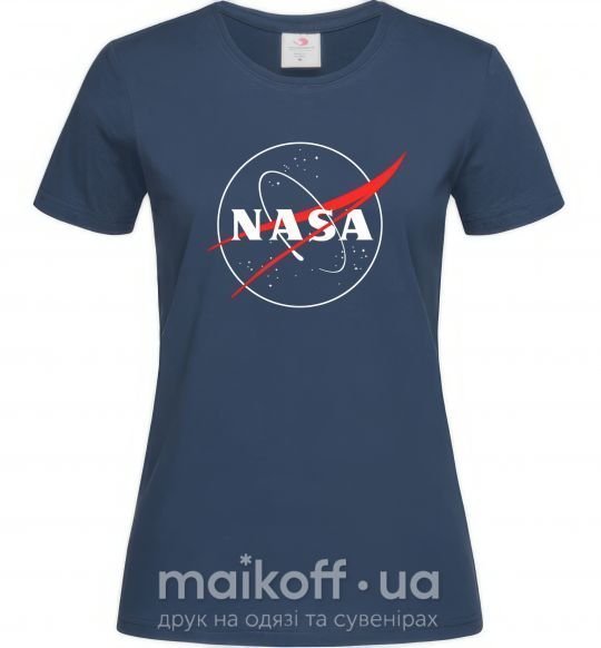Женская футболка Nasa logo контур Темно-синий фото