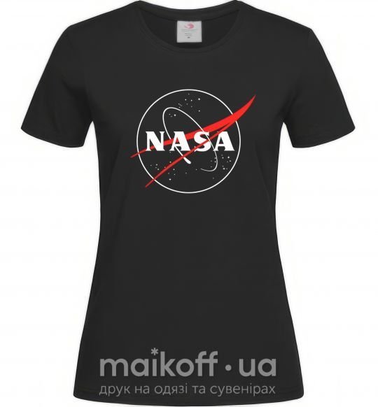 Женская футболка Nasa logo контур Черный фото