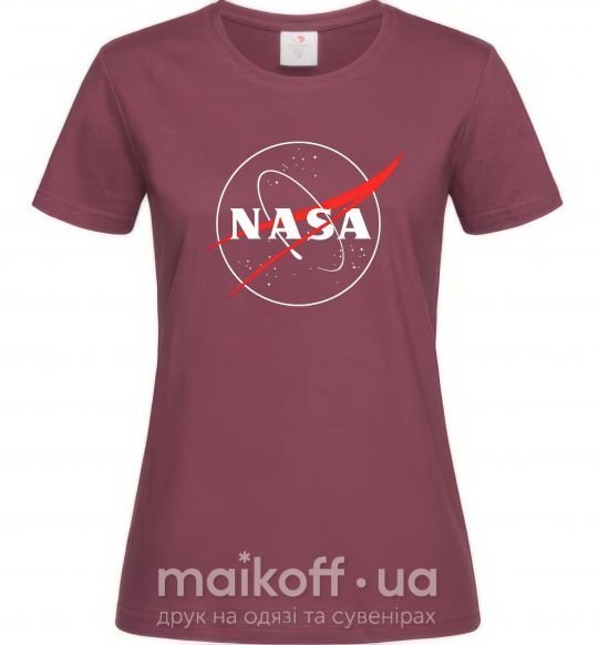 Женская футболка Nasa logo контур Бордовый фото