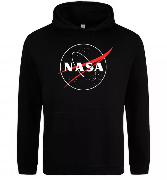 Чоловіча толстовка (худі) Nasa logo контур Чорний фото
