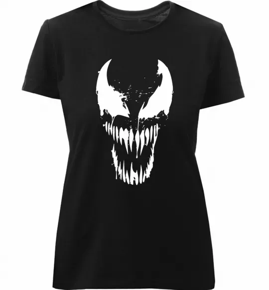 Жіноча преміум футболка Веном маска Чорний фото