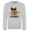 Свитшот Захищу! пес Серый меланж фото