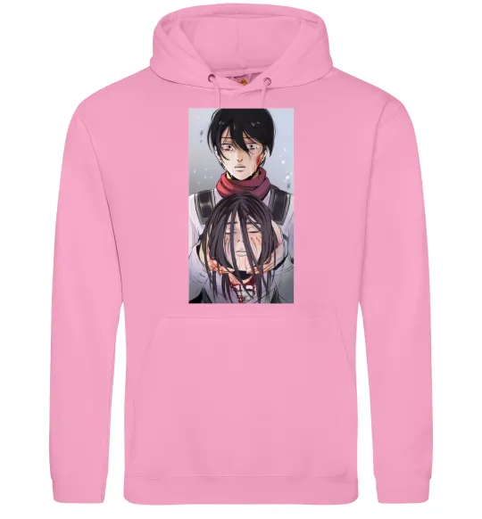 Чоловіча толстовка (худі) Атака титанів арт Рожевий фото