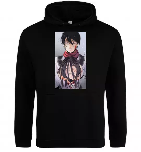 Чоловіча толстовка (худі) Атака титанів арт Чорний фото