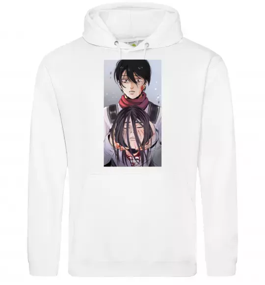 Чоловіча толстовка (худі) Атака титанів арт Білий фото