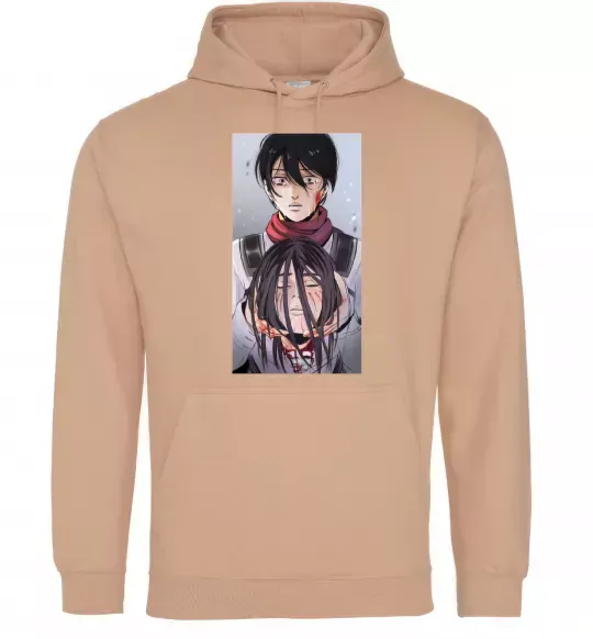 Чоловіча толстовка (худі) Атака титанів арт Пісочний фото