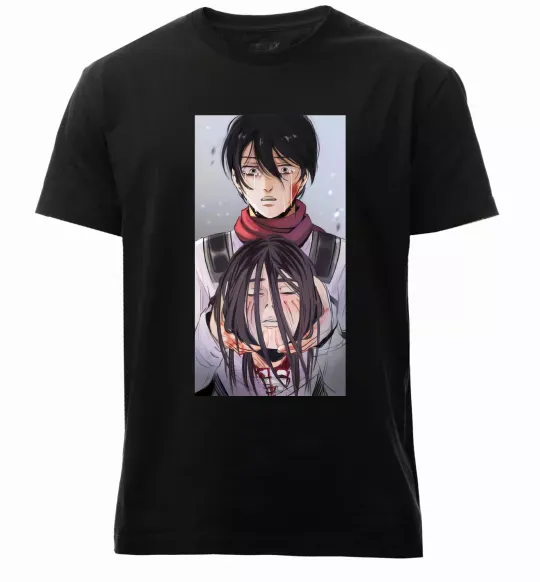 Чоловіча преміум футболка Атака титанів арт Чорний фото