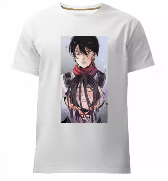 Чоловіча преміум футболка Атака титанів арт Білий фото