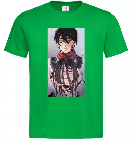 Чоловіча футболка Атака титанів арт Зелений фото
