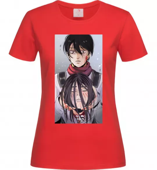 Жіноча футболка Атака титанів арт Червоний фото