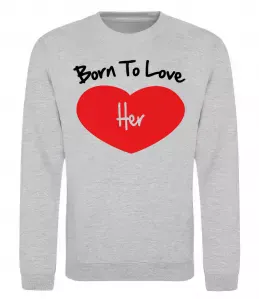 Свитшот Born to love her, колір - сірий, розмір - S Серый меланж фото