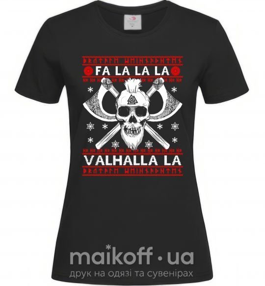 Жіноча футболка Fa la la la valhalla la Чорний фото