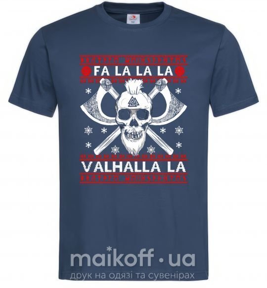 Мужская футболка Fa la la la valhalla la Темно-синий фото