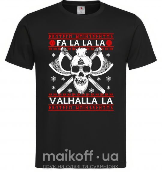 Мужская футболка Fa la la la valhalla la Черный фото