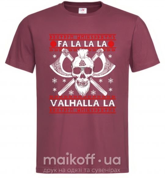 Чоловіча футболка Fa la la la valhalla la Бордовий фото