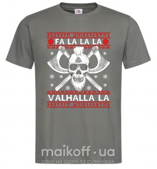 Чоловіча футболка Fa la la la valhalla la Графіт фото