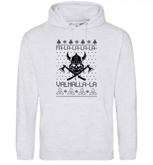 Мужская толстовка (худи) Valhalla la viking Серый меланж фото