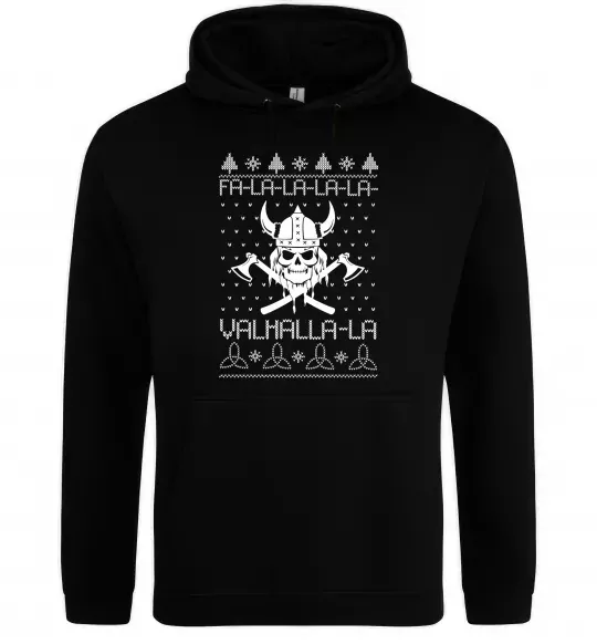 Мужская толстовка (худи) Valhalla la viking Черный фото