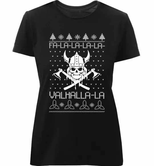 Женская премиум футболка Valhalla la viking Черный фото