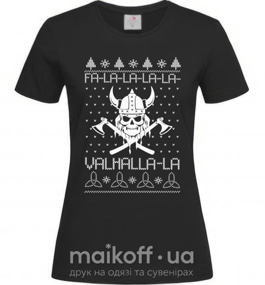 Жіноча футболка Valhalla la viking Чорний фото
