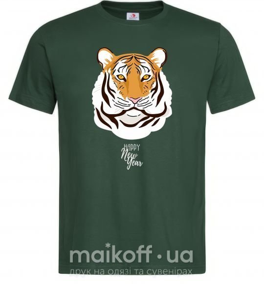 Мужская футболка Тигр happy new year Темно-зеленый фото