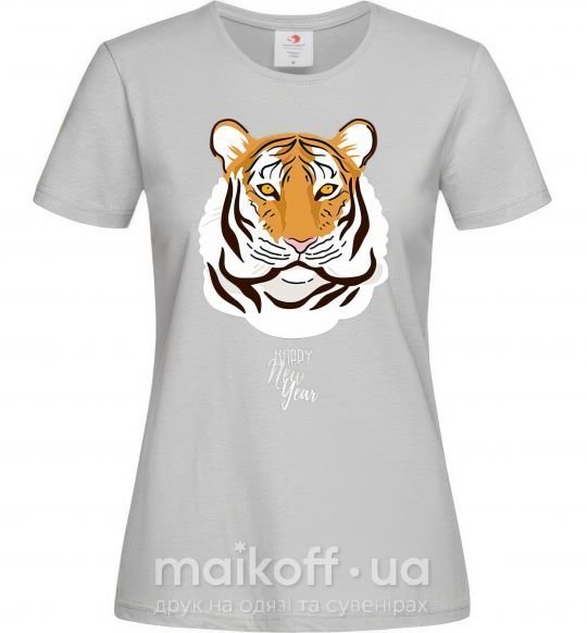 Женская футболка Тигр happy new year Серый фото