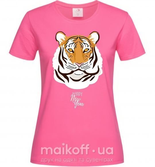 Женская футболка Тигр happy new year Ярко-розовый фото