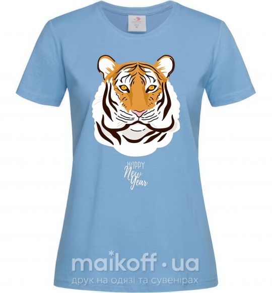Женская футболка Тигр happy new year Голубой фото