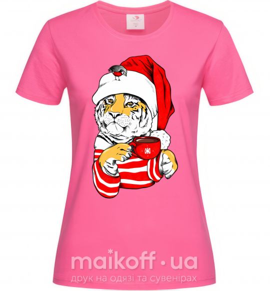 Жіноча футболка Тигр новый год цуи Яскраво-рожевий фото
