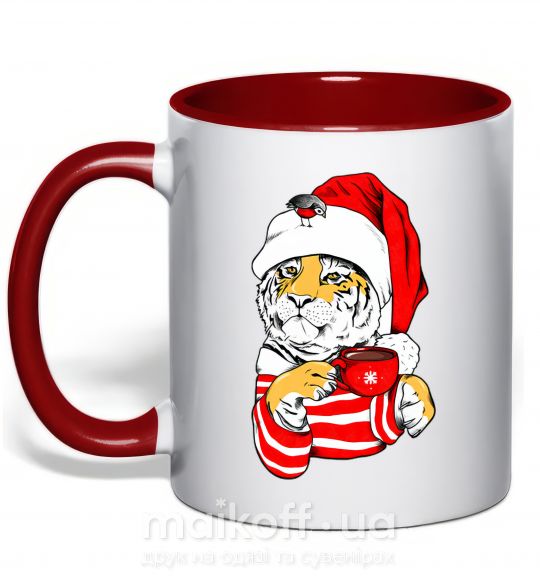 Чашка з кольоровою ручкою Тигр новый год цуи Червоний фото