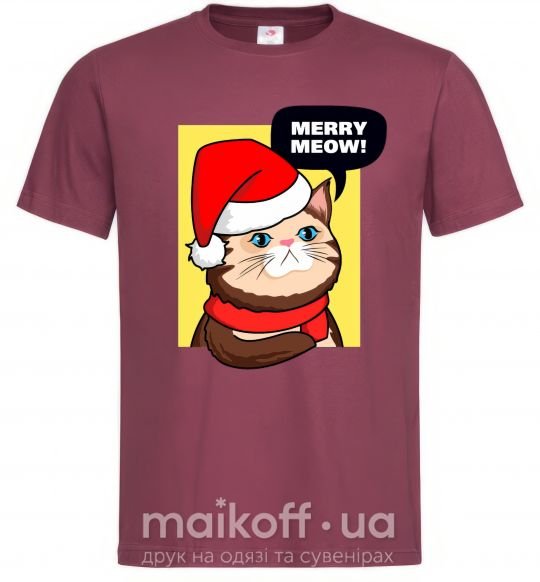 Мужская футболка Merry meow Бордовый фото