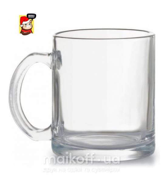 Чашка скляна Merry meow Прозорий фото
