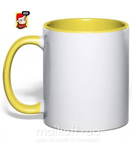 Чашка з кольоровою ручкою Merry meow Сонячно жовтий фото