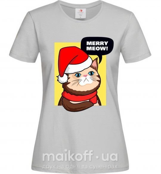 Женская футболка Merry meow Серый фото