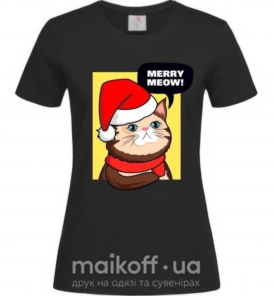 Жіноча футболка Merry meow Чорний фото