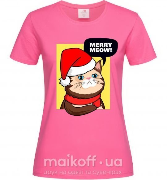 Жіноча футболка Merry meow Яскраво-рожевий фото