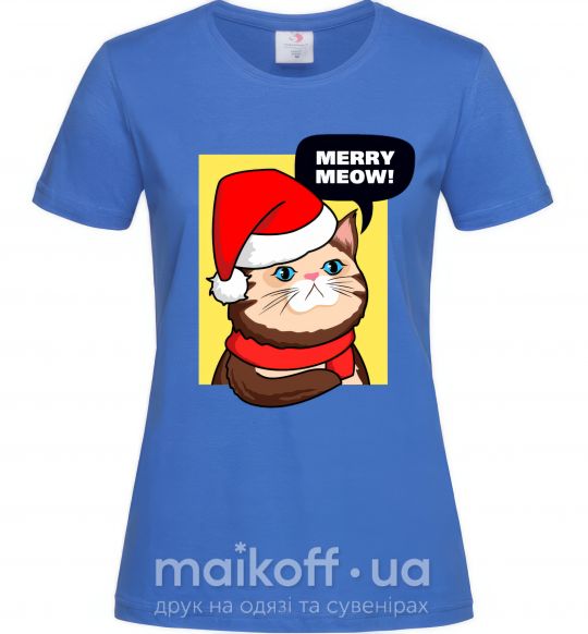 Жіноча футболка Merry meow Яскраво-синій фото