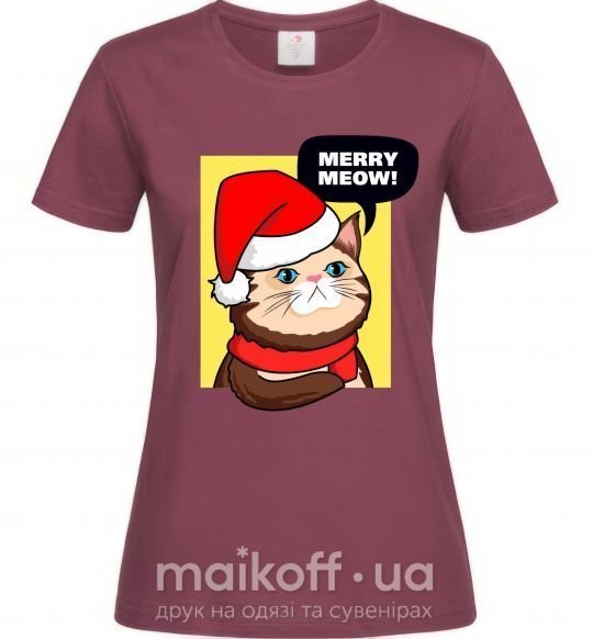 Жіноча футболка Merry meow Бордовий фото