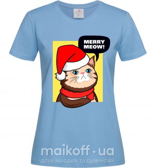 Жіноча футболка Merry meow Блакитний фото