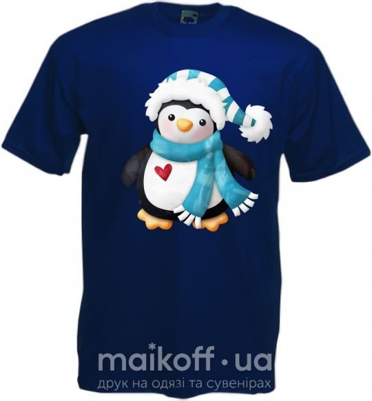 Мужская футболка Пингвин в шарфе Глубокий темно-синий фото