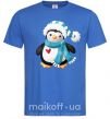 Мужская футболка Пингвин в шарфе Ярко-синий фото