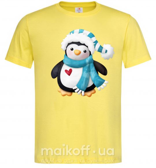 Чоловіча футболка Пингвин в шарфе Лимонний фото