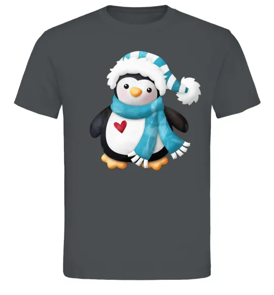 Чоловіча футболка Пінгвін в шарфі Графіт фото