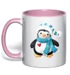 Чашка с цветной ручкой Пінгвін в шарфі Нежно розовый фото
