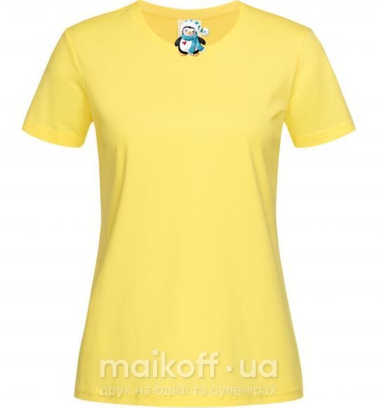Жіноча футболка Пингвин в шарфе Лимонний фото