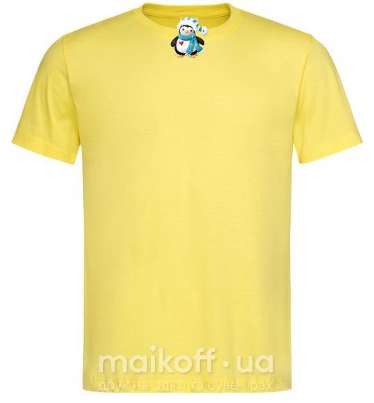 Чоловіча футболка Пингвин в шарфе Лимонний фото
