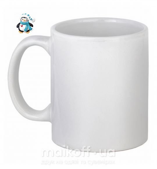 Чашка керамічна Пингвин в шарфе Білий фото