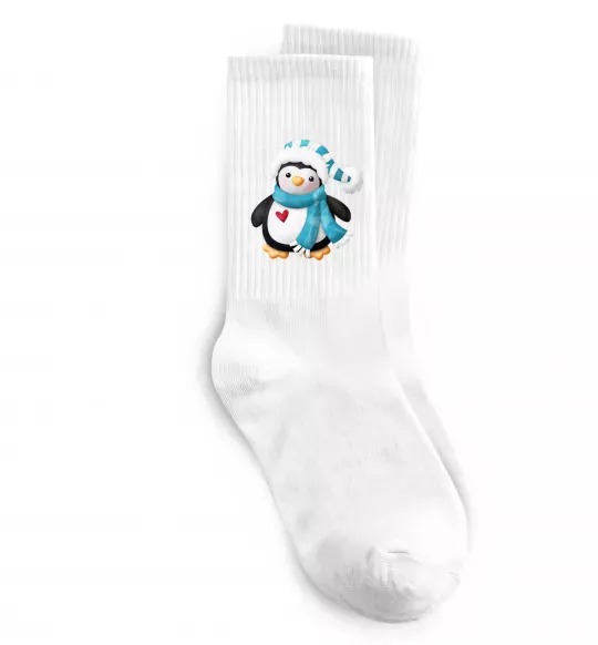 Шкарпетки Пінгвін в шарфі Білий фото